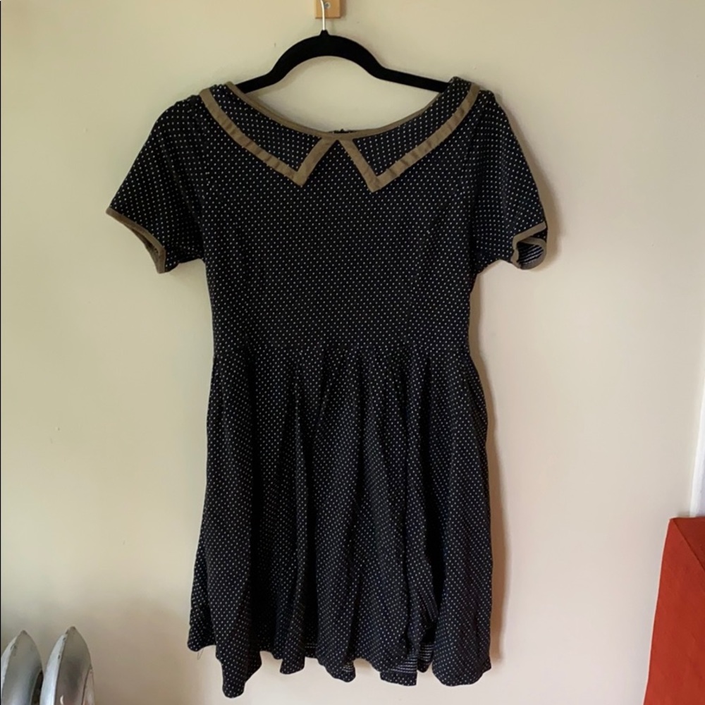 DEAR CREATURES Peter Pan Collar Polka Dot Dress